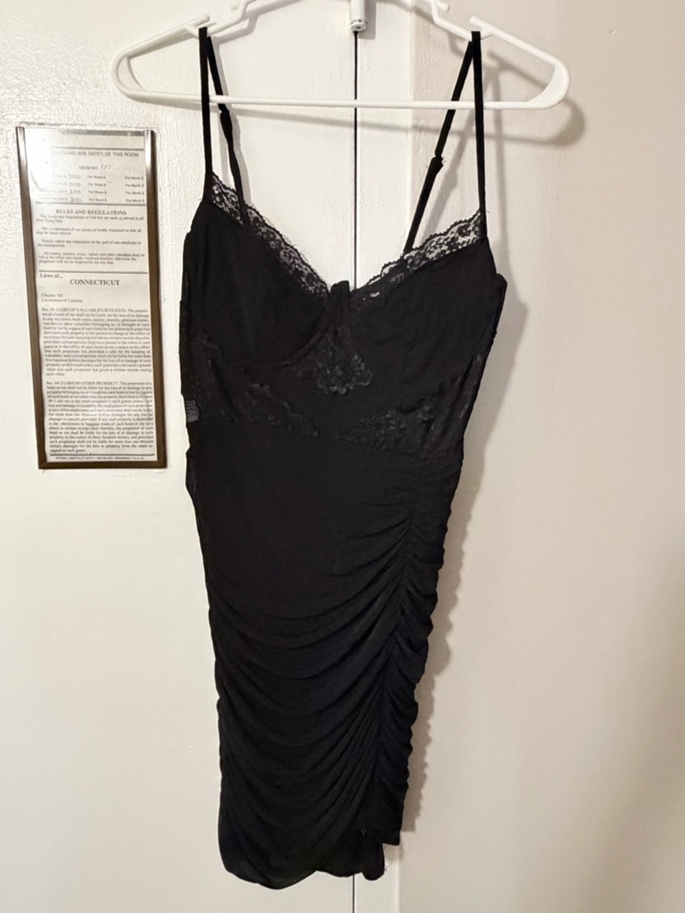 Fashion Nova Black Lace Ruched Slip Dress